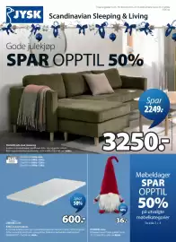 JYSK kundeavis Side 1: HERMOD nisse €36,00, FALSLEV sofa med sjeselong €3.250,00