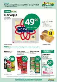 Joker kundeavis uke 43 Side 1: Gilde Burger Cheese/Original €99,00, Fjordland grøt