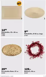 Biltema kundeavis Side 15: Dekkebruk, 45 x 30 cm, beige €14,90, Dekkebrukke, Ø 38 cm, beige €9,90