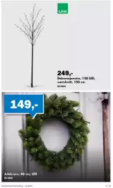 Biltema kundeavis Side 6: Julekrans, 40 cm, LED €149,00, Dekorasjonstre €249,00