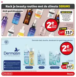 Kruidvat folder Pagina 10: Dermolin bad, douche, deodorant en gezichtsproducten €14,99, Gezichtsserums €11,24