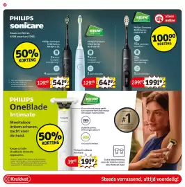 Kruidvat folder Pagina 34: Philips sonicare €54,99, Philips oneblade intimate €19,99