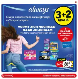 Kruidvat folder Pagina 47: Always maandverband en inlegkruisjes en Tampax tampons €8,97