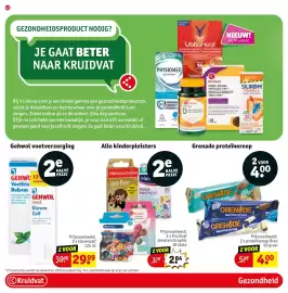 Kruidvat folder Pagina 50: Kinderpleisters €2,84, Grenade proteïnereep €4,00