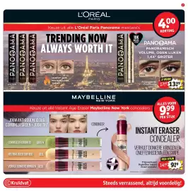 Kruidvat folder Pagina 7: Instant Eraser Concealer €9,99, L'Oréal Paris panorama mascara €13,99