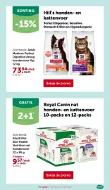AVEVE folder Pagina 14: Royal Canin nat honden- en kattenvoer €9,57, Hill's honden- en kattenvoer €73,94