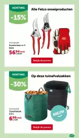 AVEVE folder Pagina 19: Felco snoeiproducten €56,94, Tuinafvalzak €6,99