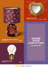 Xenos folder Pagina 19: Tafellampje met vredesduif €9,99, Spiegel hart klein €7,99