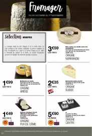 Catalogue Monoprix page 16: Bethmale de vache €1,99, Emmental suisse A.O.P. €2,35