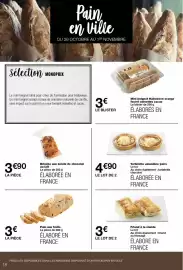 Catalogue Monoprix page 18: Brioche aux éclats de chocolat au lait €3,90, Friand à la viande €3,00