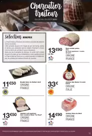 Catalogue Monop' page 13: Villani Jambon San Daniel €33,00, Le Foué Jambon cuit supérieur €13,50