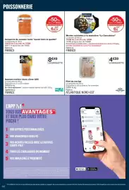 Catalogue Monop' page 44: Sacrébleu Filet de merlan €4,59, MQWI Saumon traiteur €8,49