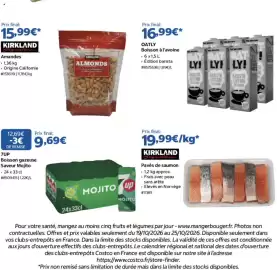 Catalogue Costco semaine 43 page 2: OATLY Boisson à l'avoine €16,99, KIRKLAND Signature Pavés de saumon €19,99