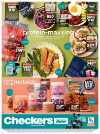 Checkers catalogue Page 1: Metalab High Protein Pancake Mix €249,99, The Bakery Sourdough Loaves €24,99