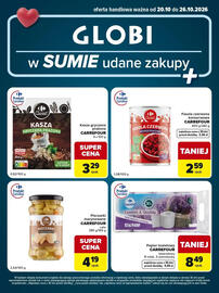 Globi gazetka tydzień 43 Strona 2: Fasola czerwona konserwowa Carrefour €2,59, Kasza gryczana prażona Carrefour €3,29