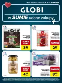 Globi gazetka tydzień 43 Strona 2: Fasola czerwona konserwowa Carrefour €2,59, Kasza gryczana prażona Carrefour €3,29