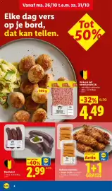 Lidl folder week 44 Pagina 4: Kalkoen crunchies €4,99, Bloedworst €2,99