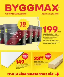 Byggmax reklamblad Sida 1: Regel 45x70 mm €23,95, Innertak €149,00