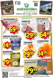 Matvärlden Tensta reklamblad vecka 43 Sida 1: KALVFRAMDEL €69,95, BASMATIRIS €79,95