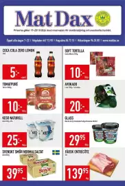 Matdax reklamblad vecka 43 Sida 1: Arla smör normalsaltat €39,95, Falcon tomatpuré €10,00