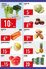 Matdax reklamblad vecka 43 Sida 12: Broccoli Romansallad Vitlök €10,00, Ananas jumbo €15,00
