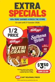 IGA catalogue week 43 Page 3: Kellogg’s Nutri-Grain 290g, Sultana Bran 420g or Original Special K 300g €3,50