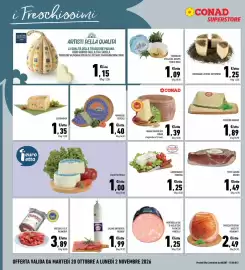 Volantino Conad Superstore Pagina 10: Grana Padano DOP Conad €1,39, Caciotta fresca €1,00
