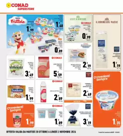 Volantino Conad Superstore Pagina 12: Mozzarelle da 15g Vallelata €3,49, Sottilette Mondelez fila e fondi €1,99