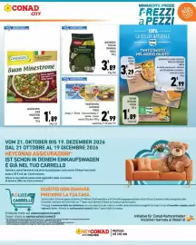 Volantino Conad City Pagina 15: Pisellini Primavera Findus €3,89, Buon Minestrone Orogel €1,89