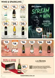 Foodworks catalogue Page 2: Brown Brothers Prosecco €16,00, Grant Burge NV Sparkling €22,00