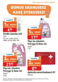 E.Leclerc gazetka Strona 1: Apteczka samochodowa E-01 Phenix €8,99, Płyn do chłodnic Petrygo Q New róż Orlen 1 litr €11,99