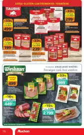 Auchan akciós újság hét 43 Oldal 16: Tauris szelet €239,00, Tauris szeletelt sertéssonka €499,00