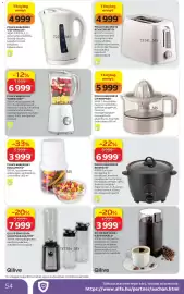 Auchan akciós újság hét 43 Oldal 54: POUCE 600209918 CITRUSPRÉS €5.999,00, POUCE 600209919 KENYÉRPIRÍTÓ €4.999,00