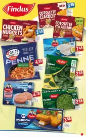 Volantino Maxipiù Pagina 7: Findus Burger di salmone €4,79, Pisellini Primavera €2,69
