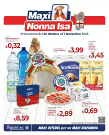 Volantino Maxi Nonna Isa Pagina 1: Acqua SAN BENEDETTO naturale, frizzante 1,5 It (al It € 0,21) €0,32 Maxi Nonna Isa 100%