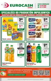 Eurocash gazetka Strona 1: Ciastka: Krakuski €5,39, Napój gazowany: Pepsi, Mirinda, 7UP €5,75