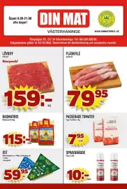 Din Mat reklamblad vecka 43 Sida 1: Fläskfilé €79,95, Lövbiff €159,00