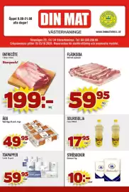 Din Mat reklamblad vecka 43 Sida 2: Entrecôte €199,00, Ceren solrosolja €17,95