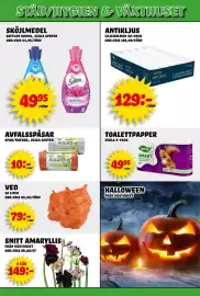 Nelins reklamblad vecka 43 Sida 9: Natura avfallsspåsar €10,00, Serla toalettpapper €49,95