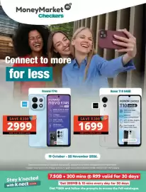 Checkers catalogue Page 1: Honor T10 64GB €1.699,00, Huawei nova Y74s €2.999,00