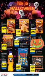 Tesco akciós újság | Szupermarket Oldal 4: Csipet halloween ropi €499,00, Dr. Oetker eredeti pudings €249,00