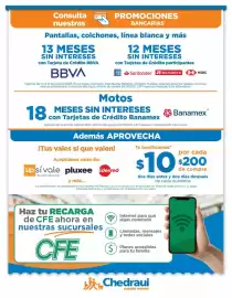 Folleto Chedraui Página 7: Consulta nuestras PROMOCIONES BANCARIAS Pantallas, colchones, línea blanca y más 13 MESES SIN