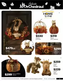 Folleto Chedraui Página 5: Adorno portavela Harvest €299,00, Figura zorro calabaza €319,00