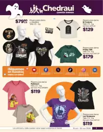 Folleto Chedraui Página 7: Friday 13th €179,00, Pokémon Playera para dama €119,00