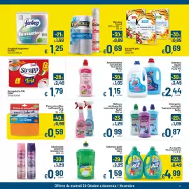 Volantino Qui Discount Pagina 9: Detersivo liquido lavatrice Facile Più €2,44, Netto Multiuso vetri/superfici €0,99
