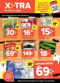 Coop Extra reklamblad vecka 44 Sida 1: Arla vispgrädde €16,90, Peka gratäng €30,00