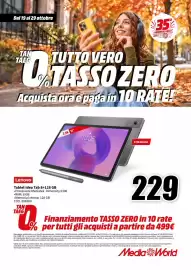 Volantino MediaWorld Pagina 16: Lenovo Tablet Idea Tab 8+128 GB €229,00