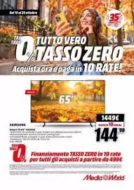 Volantino MediaWorld Pagina 42: Samsung Smart TV 65" 65S85H €1.449,00