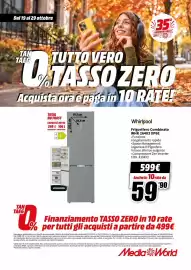 Volantino MediaWorld Pagina 51: Whirlpool Frigorifero Combinato WHK 26403 XP6E €599,00