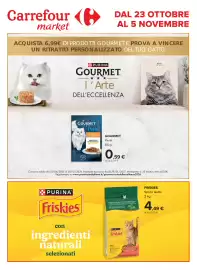 Volantino Carrefour Market | Speciale Purina Pagina 1: Friskies Secco Gatto €4,49, Gourmet Perle €0,59